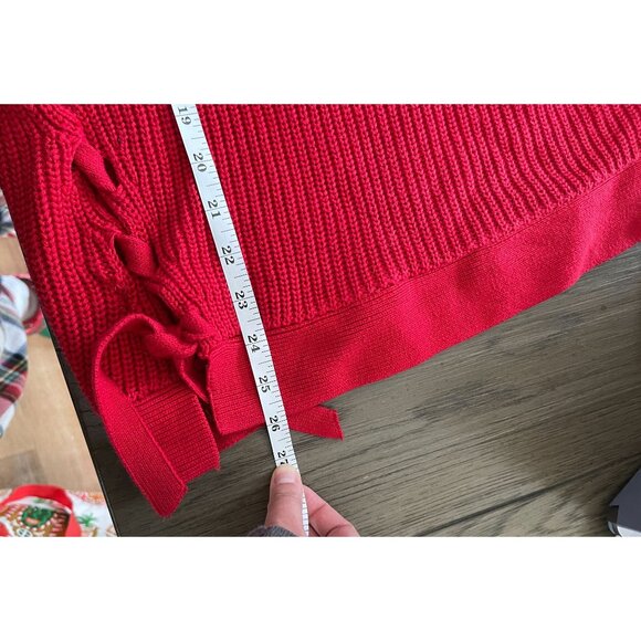 EUC Loft Red Knit Sweater Womens  With Side Ties - Picture 7 of 7